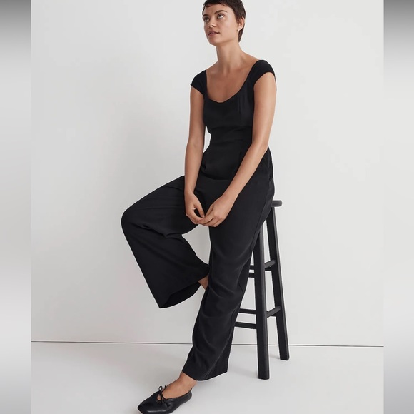 Madewell Cap-Sleeve Crop Wide-Leg Jumpsuit - Picture 2 of 4